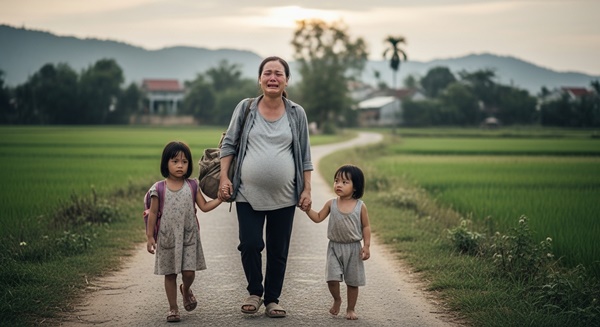 Con gái b::ầu 9 tháng sắp si::nh thất thểu xách túi dắt 2 con về quê, cha già có h:ành đ:ộng không ng::ờ