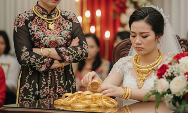 Cô dâu bỏ váy cưới cùng 100 cây vàng trả lại nhà trai rồi dắt người bố m//ù về quê sau khi mẹ chồng nói câu này