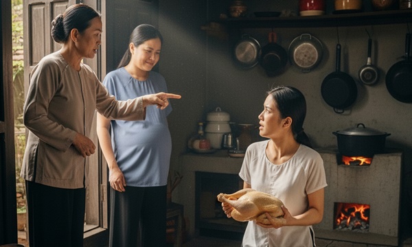Mẹ chồng dẫn cô hàng xóm bụng lùm lùm về nhà b/ắt con dâu phải nấu canh gà tẩm bổ và tuyên bố:”Từ nay, đây mới là con dâu của tôi. Nó ma/ng b/ầu cháu đích tôn cho nhà này rồi”:””