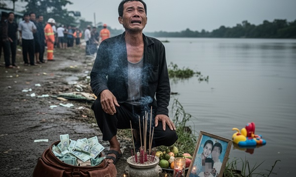 Chồng đi XKLĐ mang về 4 tỷ nhưng vợ lại ôm con ra sông