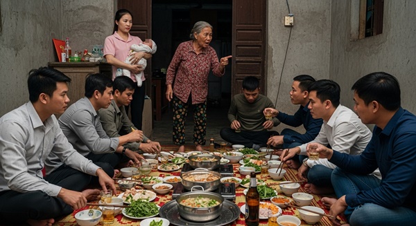 Chứng kiến con dâu mới si///nh phải ph/ục v/ụ bạn chồng ăn nh///ậu mẹ chồng làm chuyện kh//ông ng//ờ