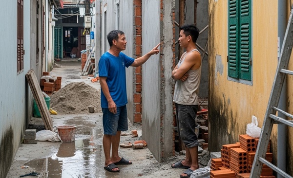Hàng xóm xây nhà lấn sang đất nhà tôi 50 cm, tôi đòi đền bù 400 triệu nhưng chứng kiến cảnh này tôi cho họ luôn
