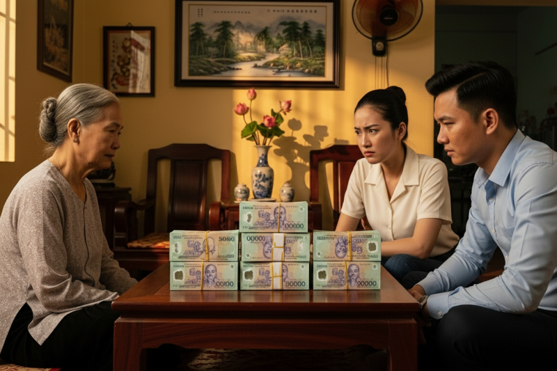 B..án đất được 2,5 tỷ mẹ già cho con gái và con trai mỗi người 1 tỷ nhưng con dâu không chịu