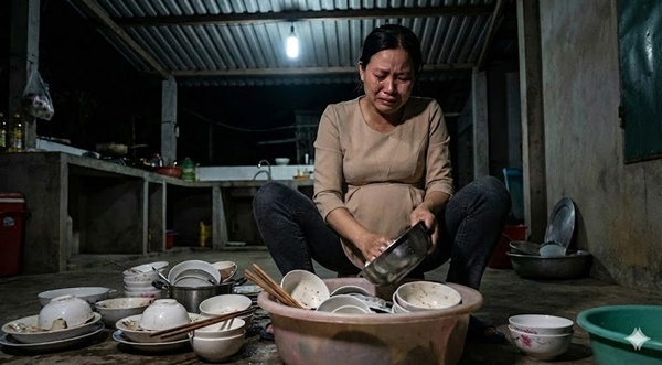 Thấy vợ b:ầu 8 tháng hì hục rửa đống bát đĩa tới tận 10 giờ đêm, chồng tôi gọi mấy chị gái tới rồi tuyên bố thẳng