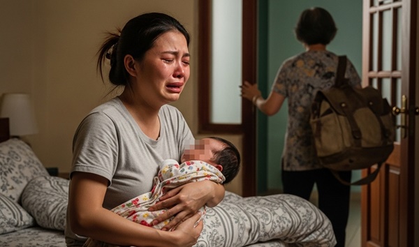 Con dâu mới si::nh ra viện được 3 ngày mẹ chồng bỏ mặc lên thành phố chăm con gái bà mang b::ầu