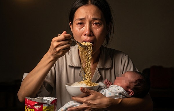 Đi làm xa mỗi tháng gửi về cho mẹ 20 triệu nuôi vợ mới si::nh, lúc về ch::ết điếng khi thấy vợ bế con ngồi ăn mì tôm