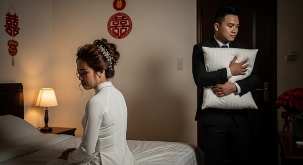 Đêm tân hôn chưa kịp động phòng thì chống đã vác gối sang phòng bên cạnh ng::ủ