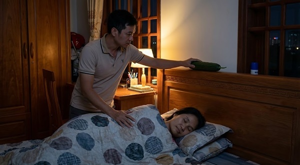 Chồng đêm nào cũng để một trái mướp ở đầu giường, cứ hết mướp nhỏ lại đến mướp to xuất hiện